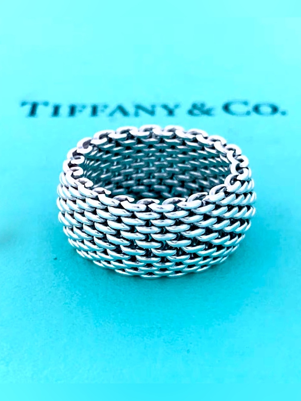Tiffany & Co. Somerset Mesh Ring, 925 Sterling Silver.